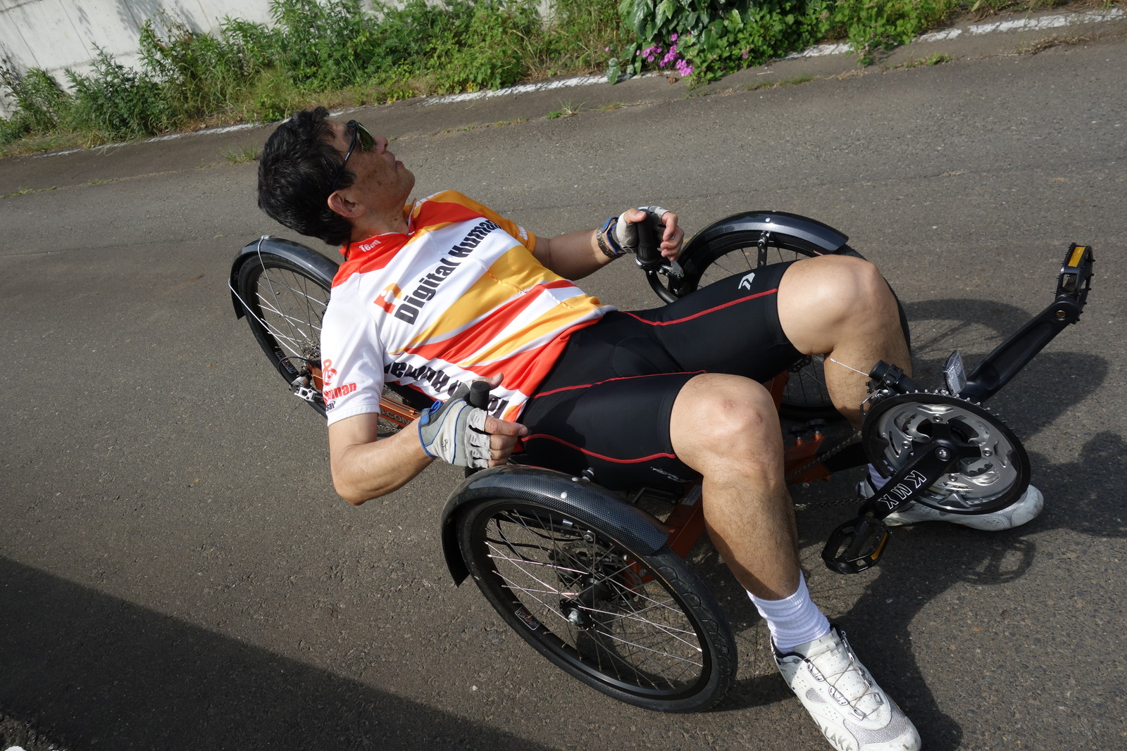 Recumbent Trike climbs up Fudo-pass